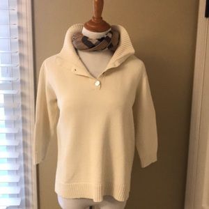 Cream 3/4” sleeve, 3 button sweater
